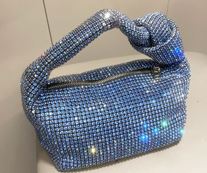 Luxury Rhinestone Knot Handle Evening Bag - Piña Colada