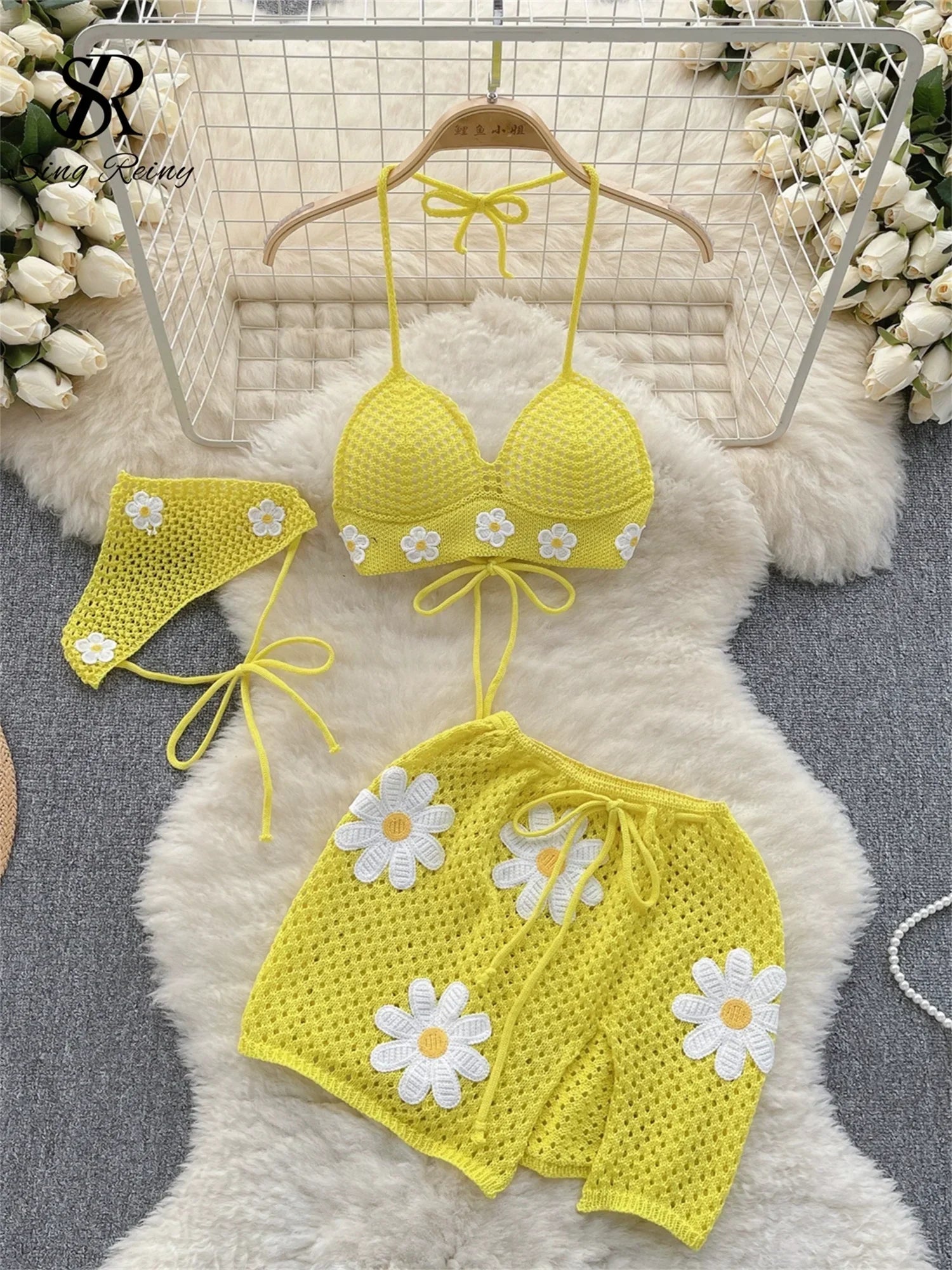 Halter Knit Two-Piece Set - Piña Colada