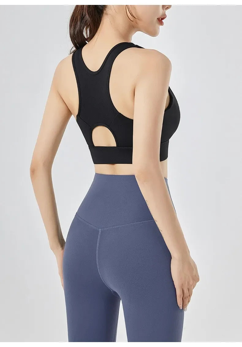 High Impact Front Zipper Sports Bra