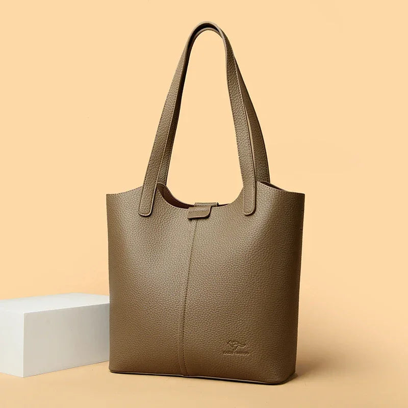 Soft Leather Shoulder Bag - Piña Colada