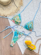Trend Triangle Stripped Swimsuit - Piña Colada