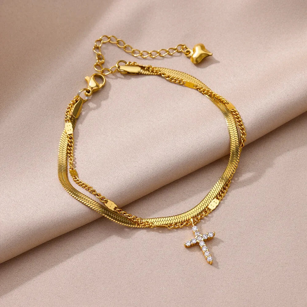 Stainless Steel Gold-Plated Anklet for Women - Piña Colada