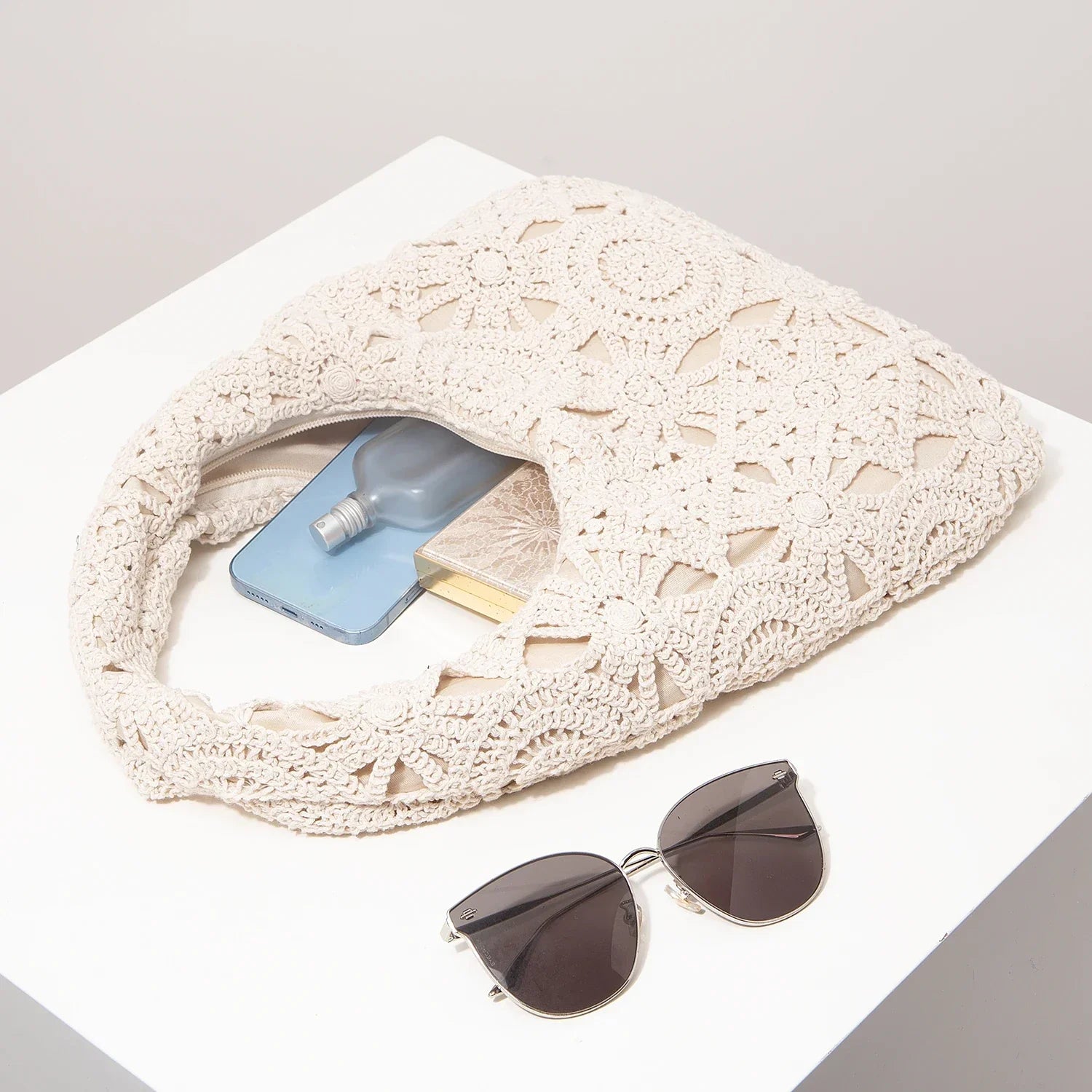 Pattern Hollow Shoulder Bag - Piña Colada