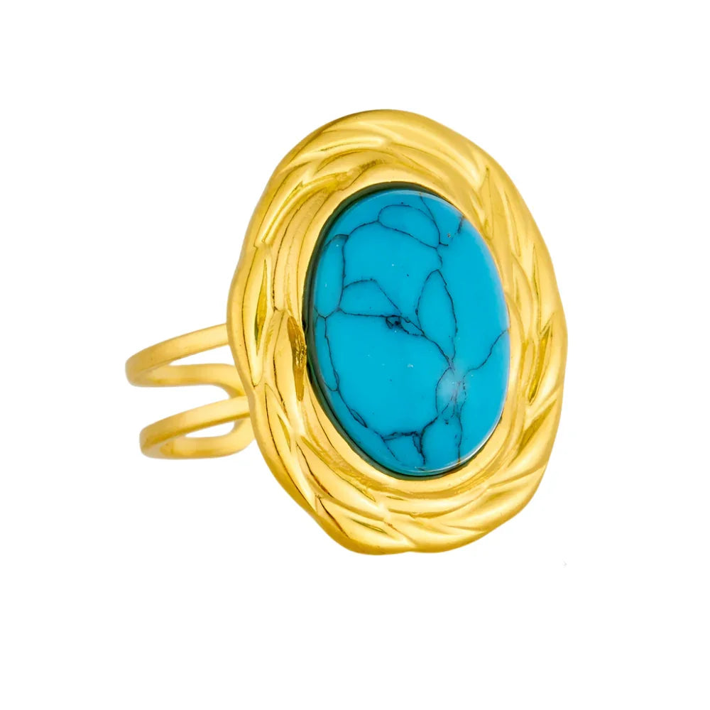 316L Stainless Steel Golden Turquoise Pendant - Piña Colada