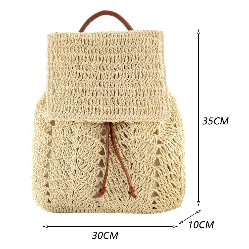 Women Straw Backpack Handmade - Piña Colada
