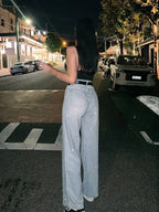 Low-Waist Sequin Wide Leg Jeans – High Street Style - Piña Colada