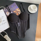 Fashion Solid Corset Strap Sheer Mesh - Piña Colada