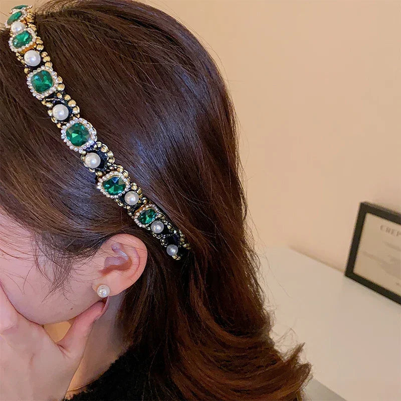 Pearl & Rhinestone Headband - Piña Colada