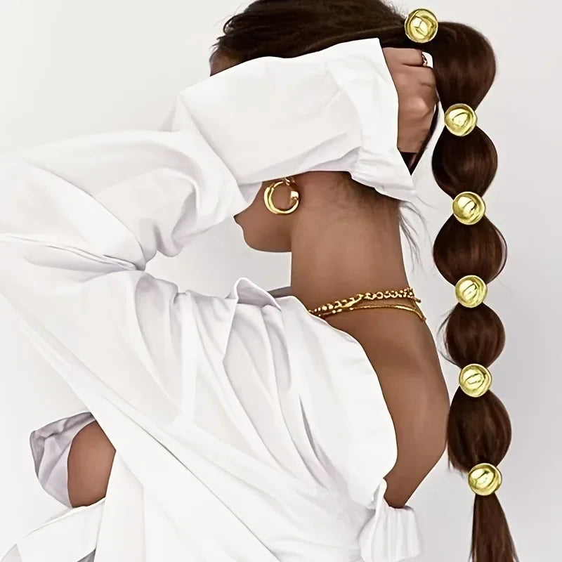 4pcs Golden Silvery Ball Elastic - Piña Colada