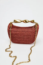 Summer Half-Moon Beach Straw Shoulder Bags Women's - Piña Colada