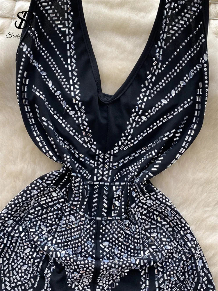 Rompers Fashion V Neck Backless - Piña Colada
