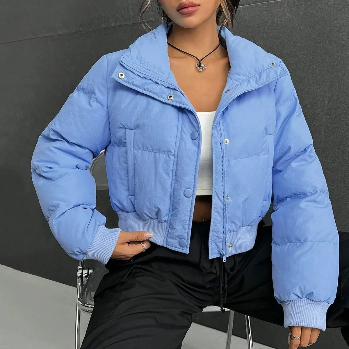 Zipper Cotton-Padded Jacket - Piña Colada