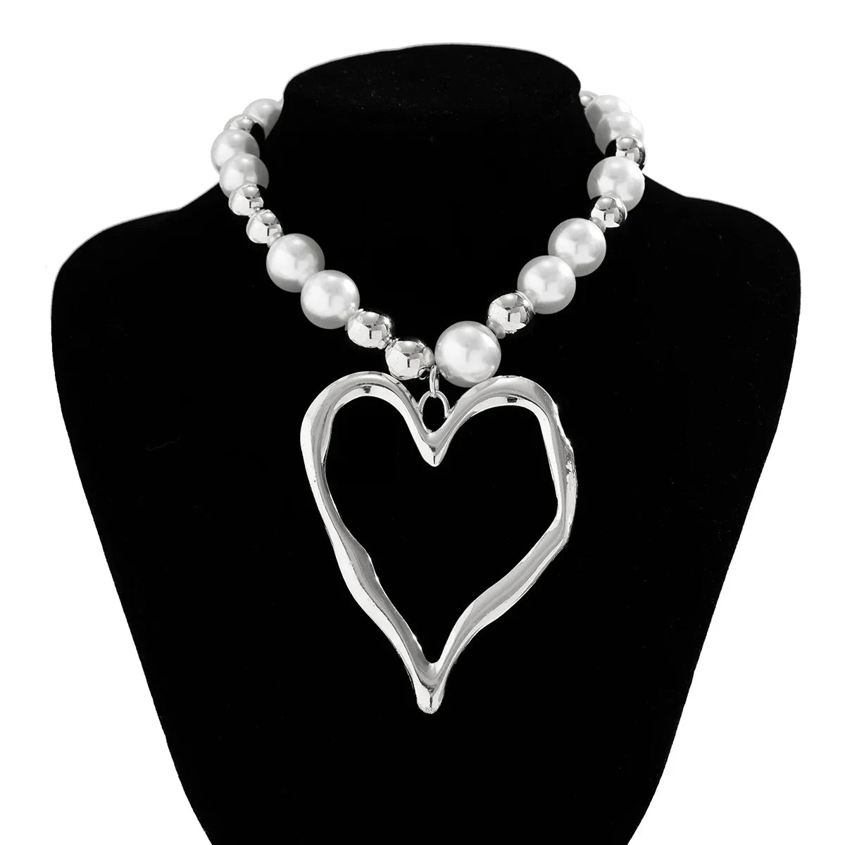 Heart Pendant Pearl Choker Necklace - Piña Colada