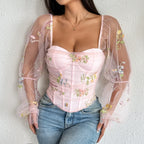Valentine’s Embroidered Tank Top - Piña Colada