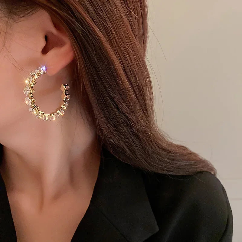Hoop Earrings Zircon Crystal - Piña Colada