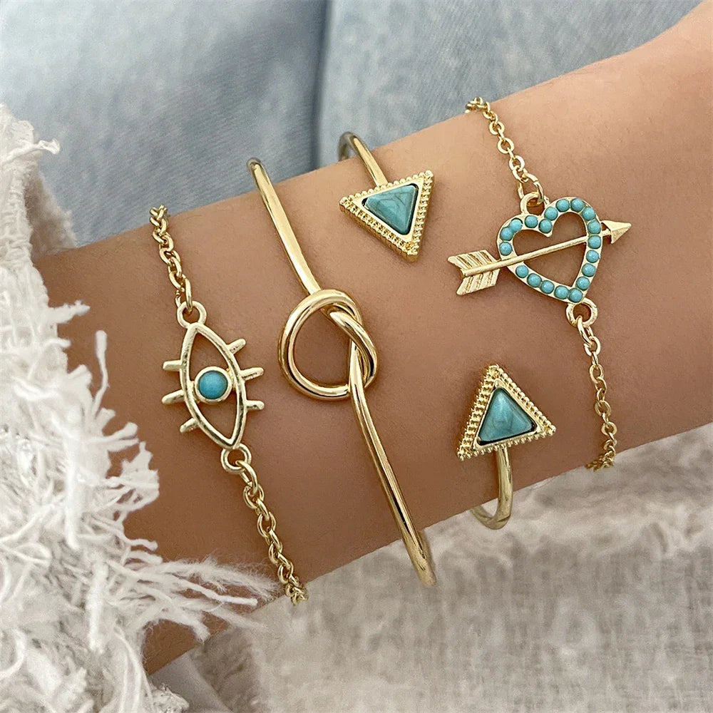 4 Pcs Boho Style Hollow Love - Piña Colada