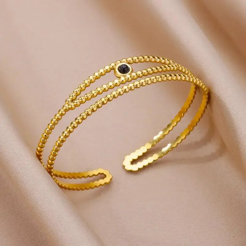 18K Gold-Plated Stainless Steel Cuff Bracelet for Women - Piña Colada