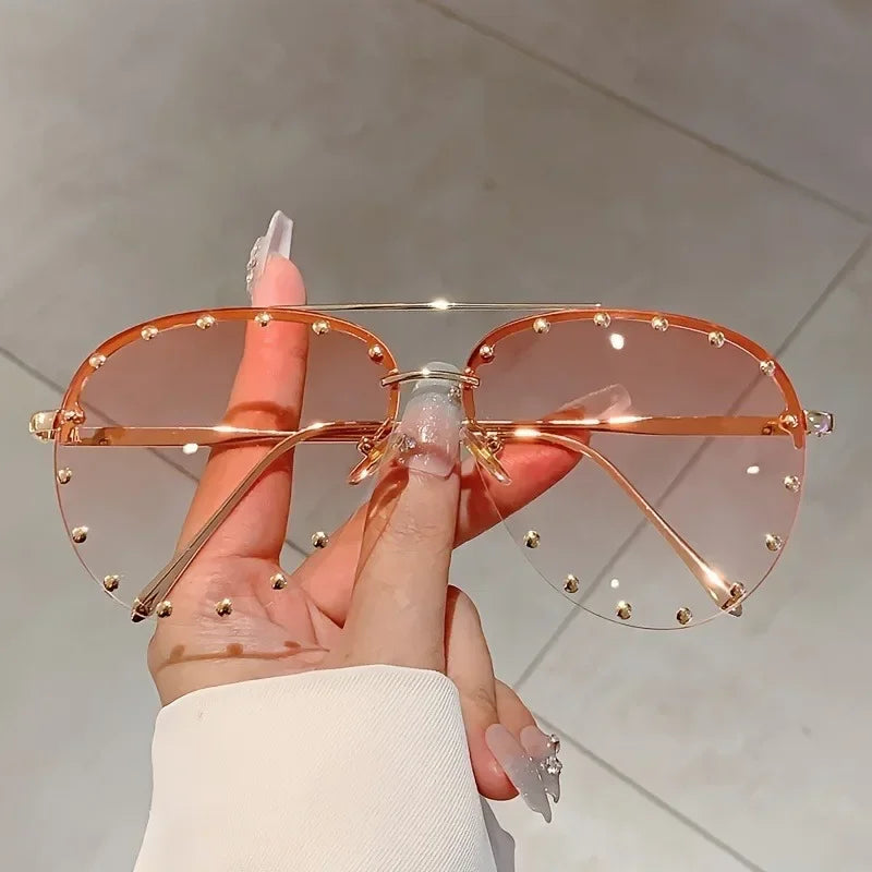 Rimless Pilot Sunglasses - Piña Colada
