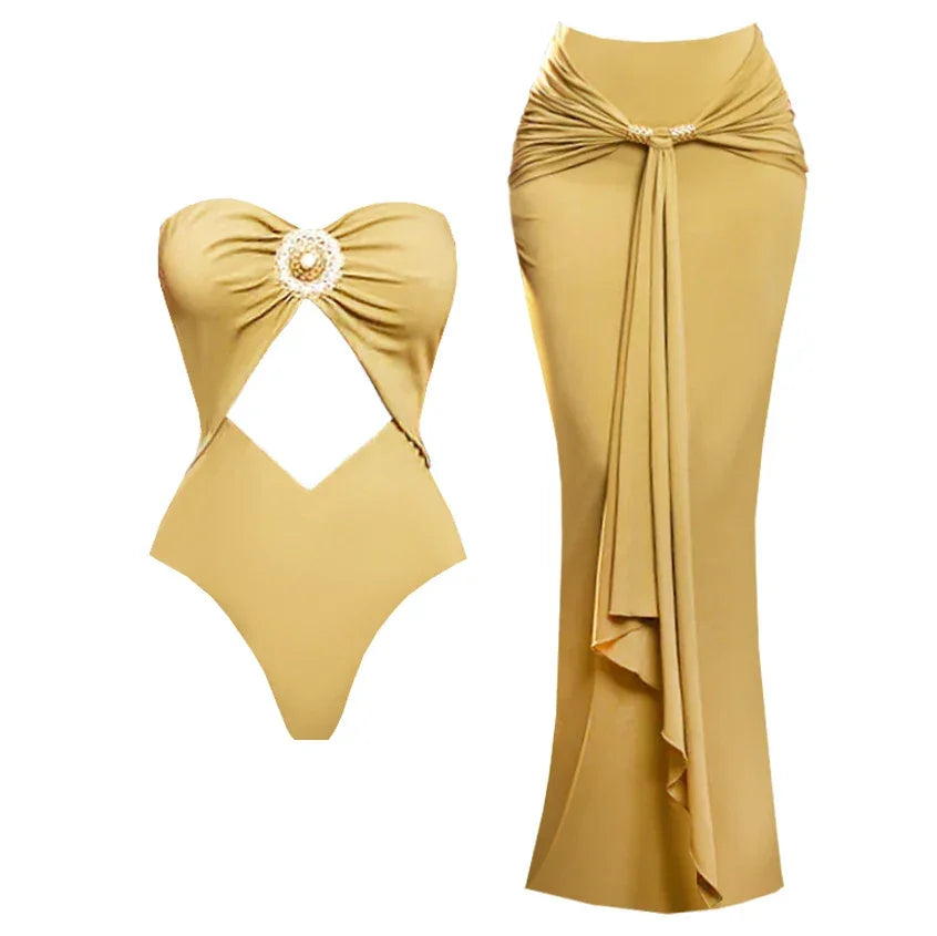 Floral Print Mid Waist Bikini Set - Piña Colada