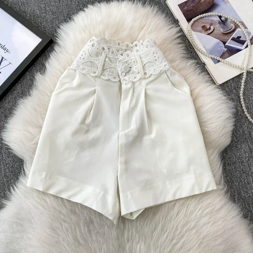 High-Rise Wide Leg Shorts - Piña Colada