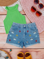 Street Style Blue Denim Shorts - Piña Colada