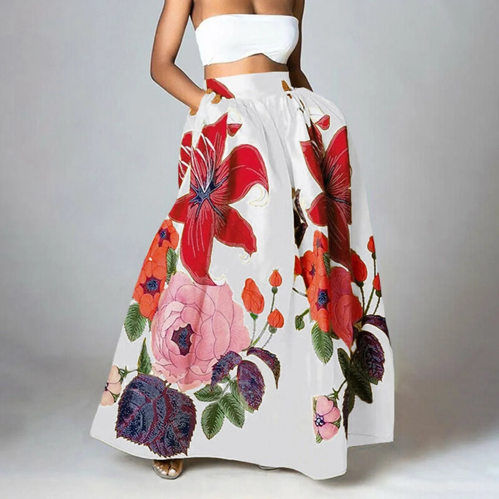 Long Skirt Large Swing High Waist - Piña Colada