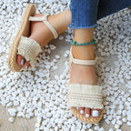 Tassel soft flat heeled sandals - Piña Colada