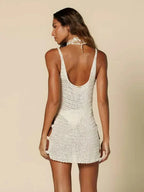 U Neck Sleeveless Knit Beach Dress - Piña Colada