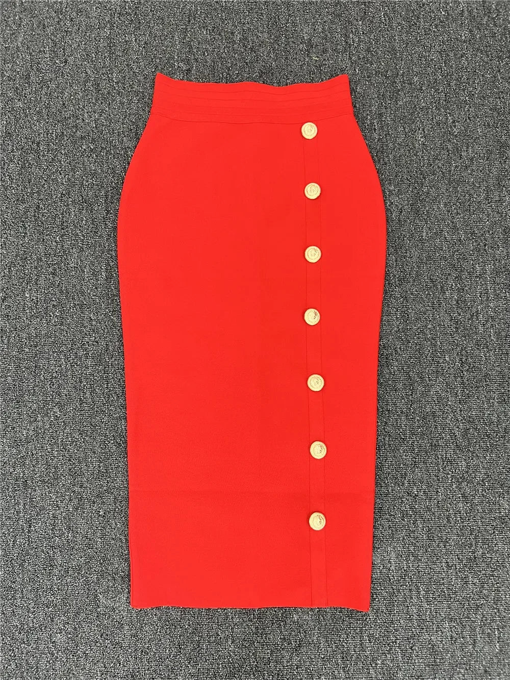 Elastic Bodycon Mid Bandage Skirt - Piña Colada