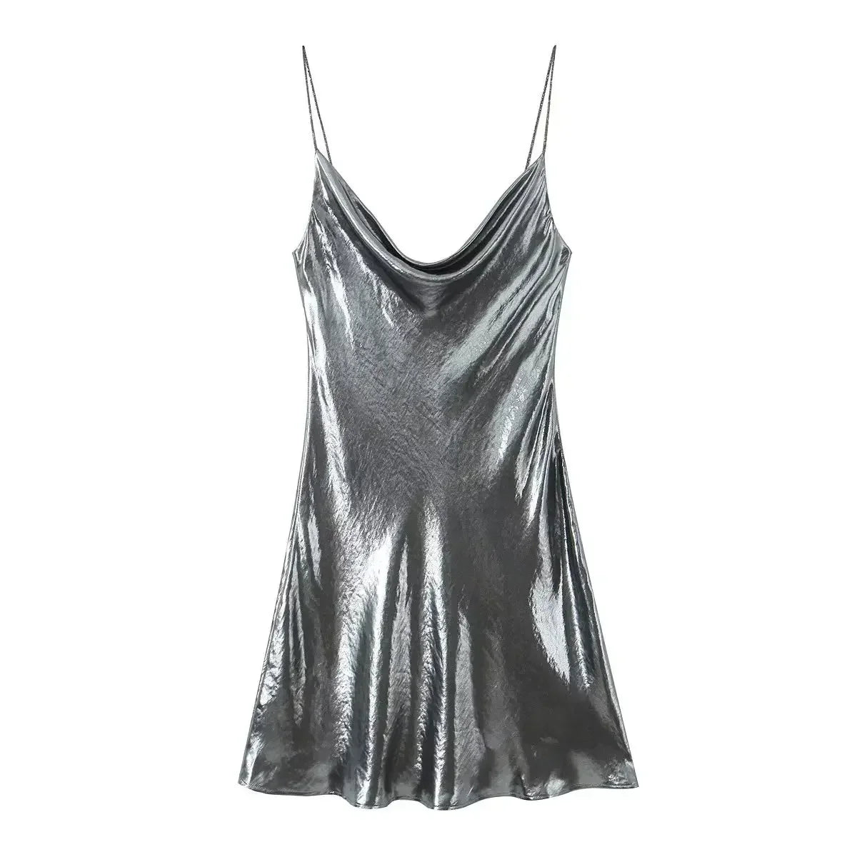 Mini Dress Women Metallic Draped - Piña Colada