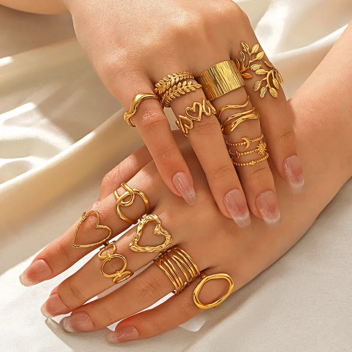 Gold Color Stainless Steel Heart Ring - Piña Colada