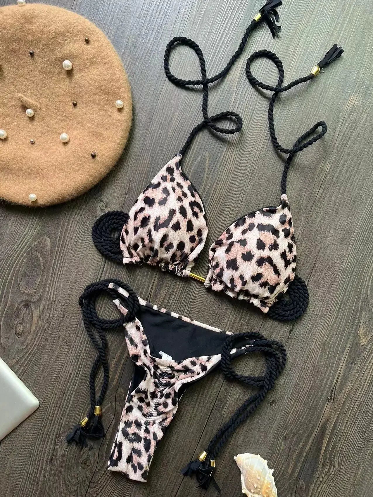 Leopard Print Bikini Set Swimsuit - Piña Colada