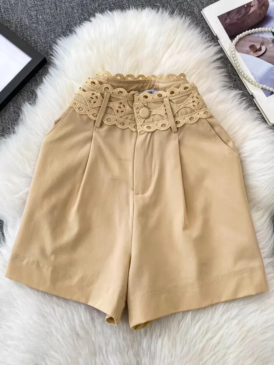 High-Rise Wide Leg Shorts - Piña Colada