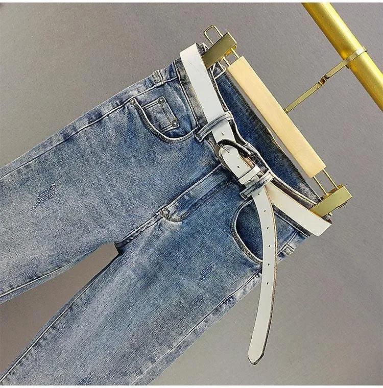 European Sequin High-Waist Skinny Jeans - Piña Colada