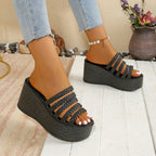 Wedge Slides 9cm High Heels - Piña Colada