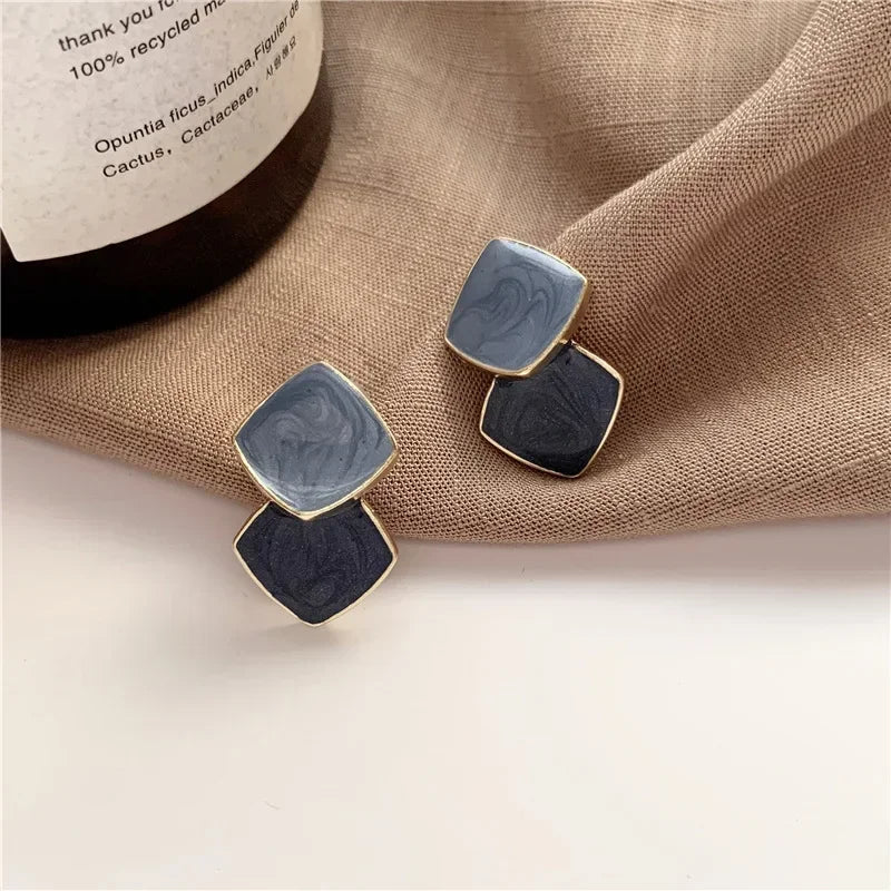 Crystal Square Drop Earrings – Luxury Asymmetric Zircon Earrings for Women - Piña Colada