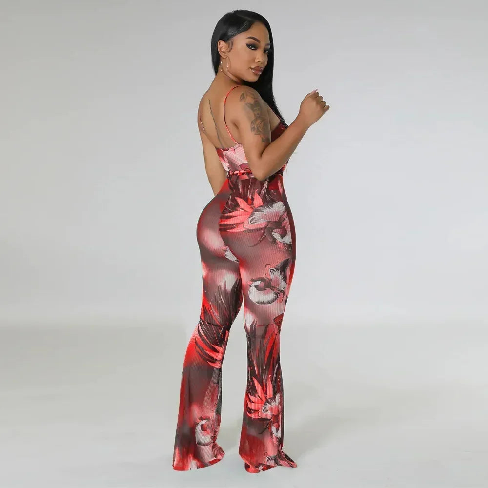 Floral Bodycon Jumpsuit - Piña Colada