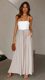 Loose Casual Wide Leg Pants - Piña Colada