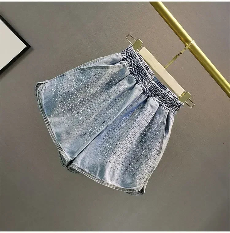 High Waist Loose Fit Denim Shorts - Piña Colada