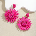 Boho Handmade Rattan Drop Earrings Flower - Piña Colada