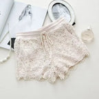 Casual High-Waist Appliqué Shorts with Drawstring - Piña Colada