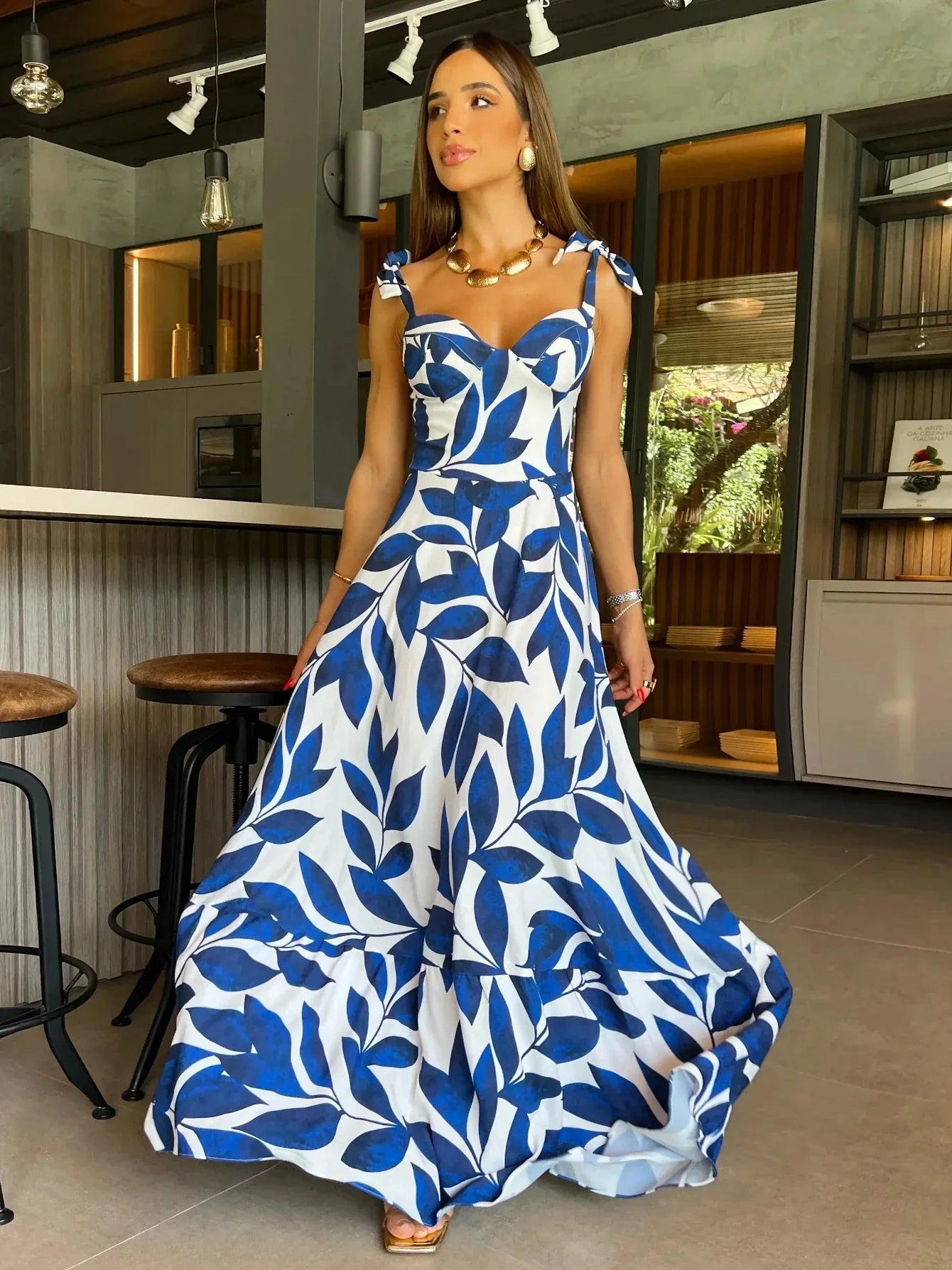 Floral Printed Yellow Dresses - Elegant Sleeveless - Piña Colada