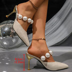 Pearl Heel Height Slippers for Women - Piña Colada