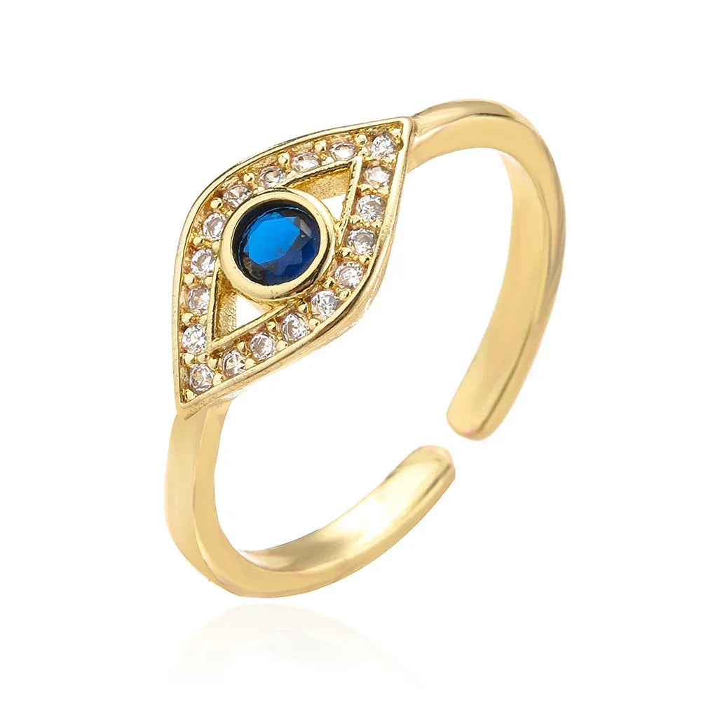 Hollowed out Evil Eye Ring - Piña Colada