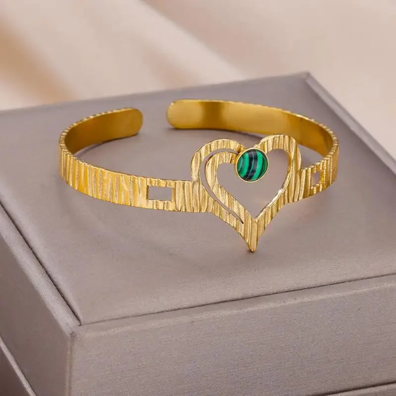18K Gold-Plated Stainless Steel Cuff Bracelet for Women - Piña Colada