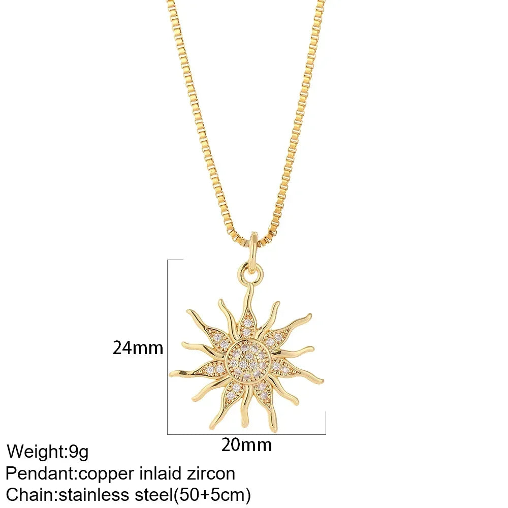 Gold Pendant Long Stainless Steel Chains - Piña Colada