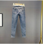 European Sequin High-Waist Skinny Jeans - Piña Colada