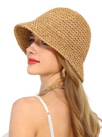 Crochet Straw Bucket Hat - Piña Colada