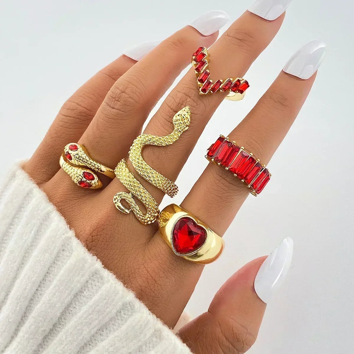 9Pcs/Set Vintage Gold Rings Set - Piña Colada