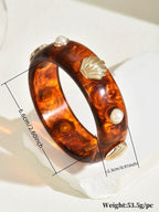 Resin Pearl Shell Wide Bangles - Piña Colada